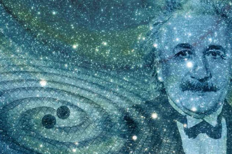 Albert Einstein, gravitational waves graphic art