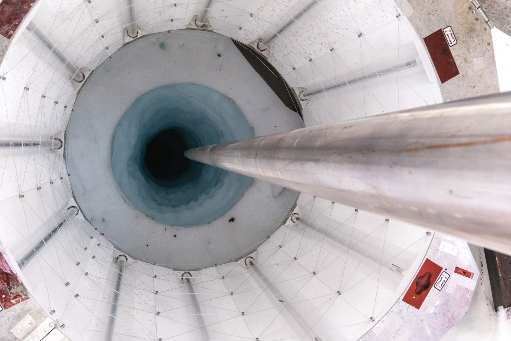Image of the view looking down into the borehole in Antarctica 