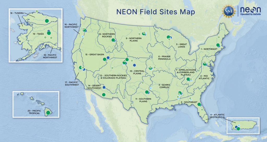 NSF map of NEON Field Sites