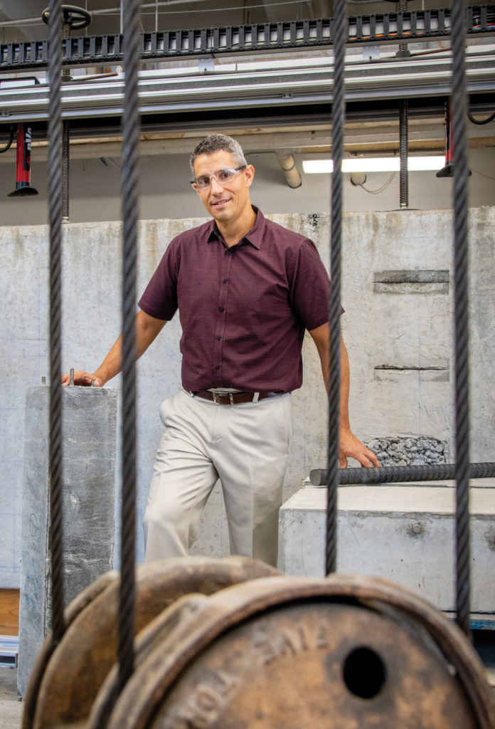 Christopher Ferraro stands in the Concrete Materials Research Laboratory