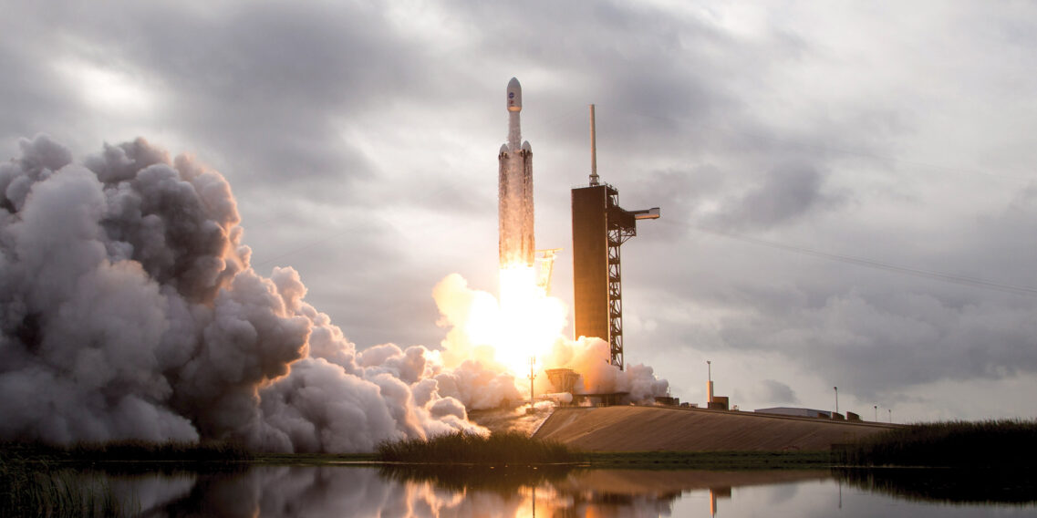 NASA rocket launching at Kennedy Space Center.