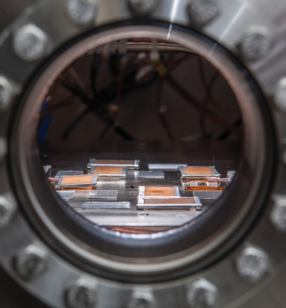 Samples being tested inside the Planetary Atmospheric Chamber.